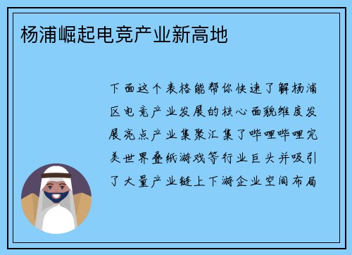 杨浦崛起电竞产业新高地